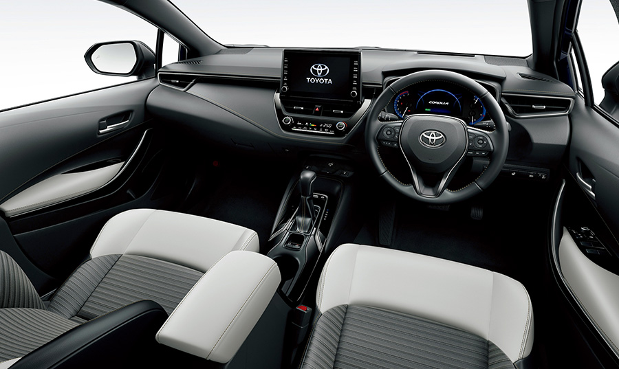Corolla Touring, HYBRID WxB, black interior, white seats (options shown)