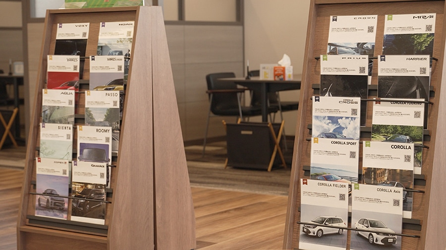 A Toyota dealership no longer using paper catalogs
