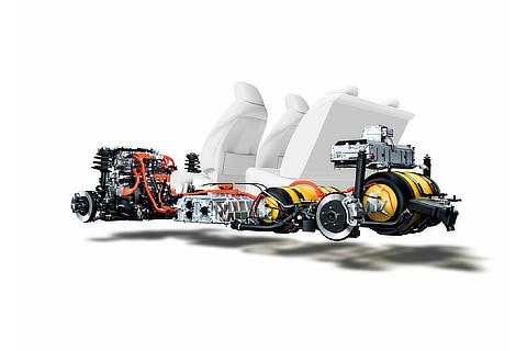 Toyota Mirai fuel cell sedan powertrain and seats